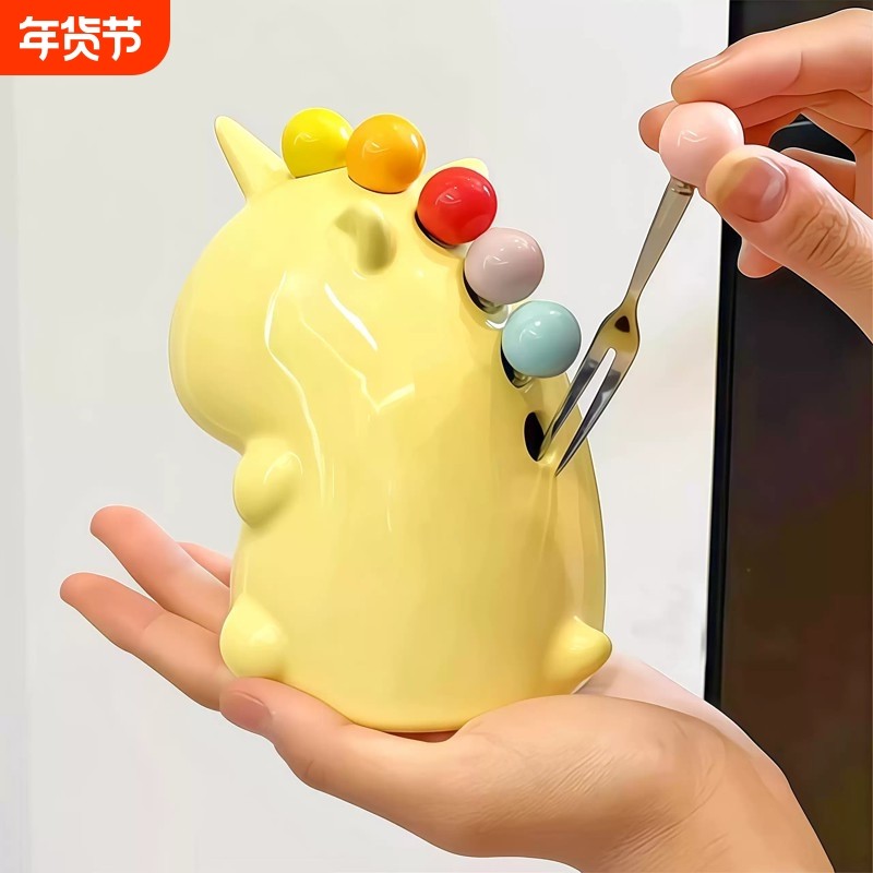 水果叉套装家用高级感甜品蛋糕小叉子儿童不锈钢水果签收纳独角兽,餐饮具,水果叉/水果签,淘宝优惠券,粉丝福利购,淘宝优惠卷