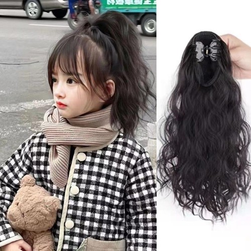 假发儿童小抓夹马尾蓬松短卷发羊毛卷时尚洋气可爱绑带式辫子马尾