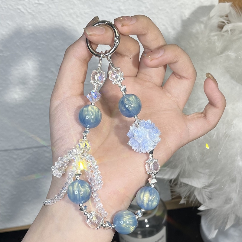 【设计师款】沁夏手机链手腕式diy带垫片爆闪高级感水晶串珠挂件