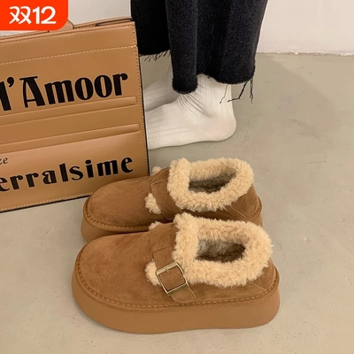 厚底雪地靴女款2025新款冬季女鞋加绒加厚毛毛保暖勃肯鞋棉鞋毛绒