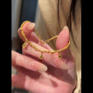 黄金色爆闪碎碎金小葫芦手链女镀金福禄盘缠转运珠碎金子流苏手串