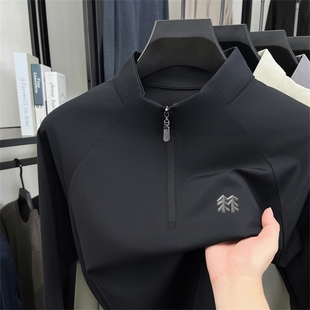 奥莱品牌折扣秋冬季 速干户外运动打底立领上衣登山 K.LT恤男长袖