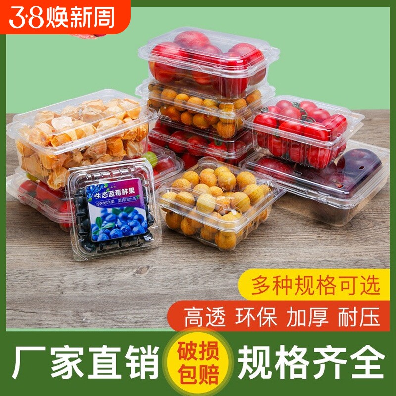 食品级一次性水果保鲜盒打包带盖加厚透明菠萝蜜摆摊蓝莓蔬菜方形