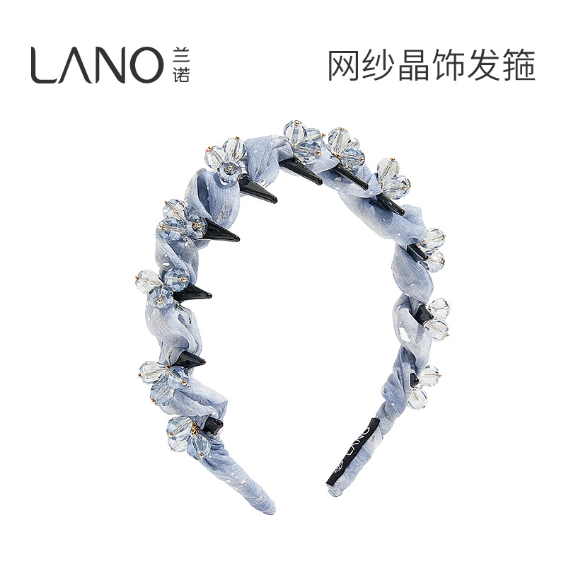 兰诺水晶花朵网纱发箍女款带齿2025新款高级感日常外戴高颅顶头箍
