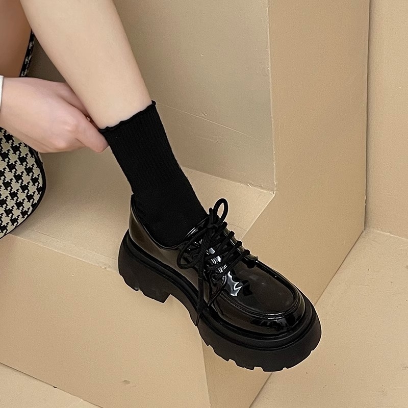 竹萤语厚底乐福鞋黑色