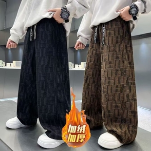 中大童潮牌炸街卫裤 男童秋冬加绒运动裤 2025儿童宽松灯芯绒休闲裤