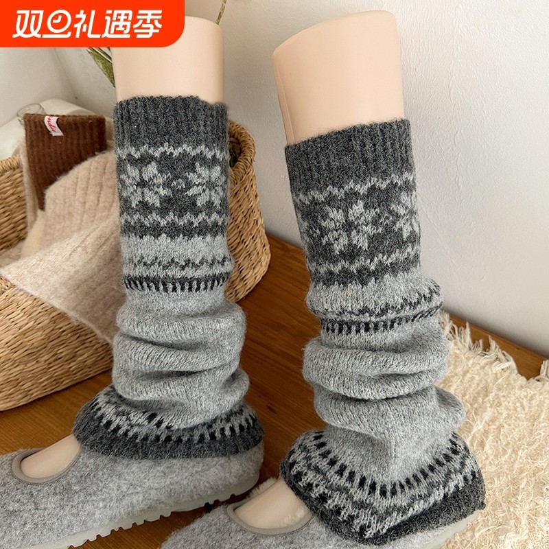 费尔岛羊毛袜套堆堆袜子女2025新款爆款秋冬季保暖加厚雪地靴腿套