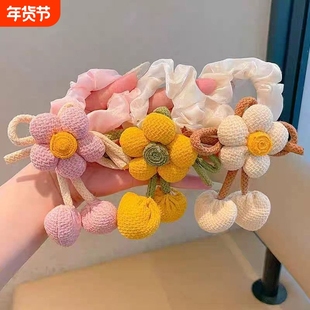 儿童双丸子头新款花朵发绳女童扎丸子头大肠发圈女孩马尾头绳发饰