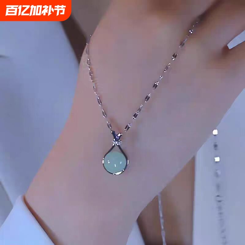 钛钢项链 新中式银色福袋项链网红爆款高级感锁骨链轻奢气质吊坠