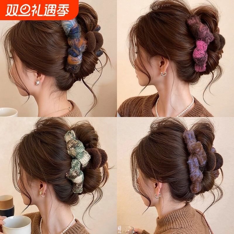 复古蝴蝶结后脑勺发夹鲨鱼夹发量大头发抓夹女2025新款高级感发饰