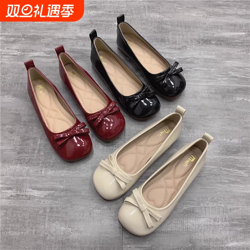 春秋晚晚风平底法式玛丽珍鞋女2025新款红色豆豆鞋浅口复古单鞋子