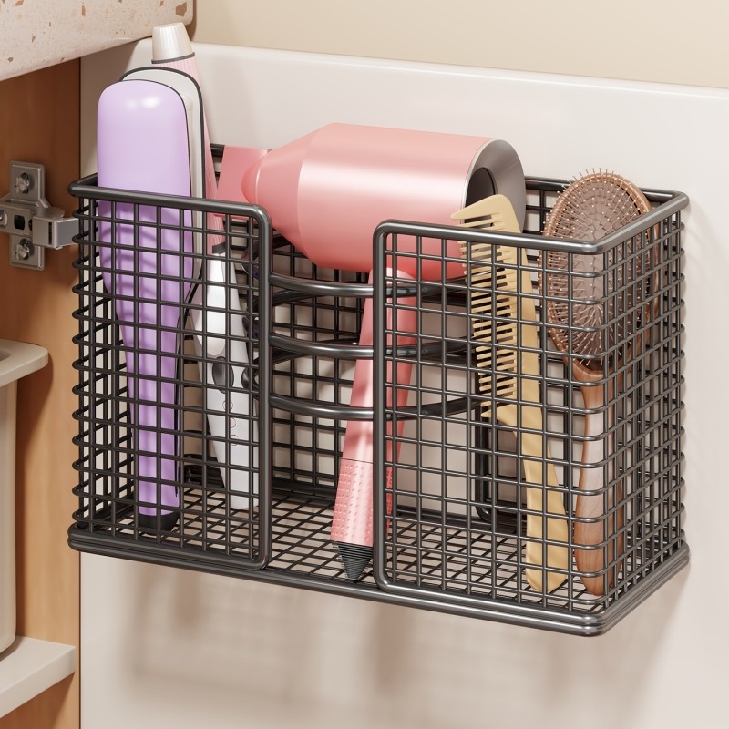 浴室吹风机架免打孔卷发棒风筒支架直板夹梳子壁挂式收纳置物挂架