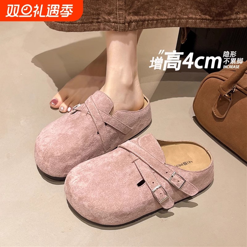 包头厚底勃肯鞋女2025夏季新款真皮半拖鞋百搭博肯单鞋女懒人拖鞋