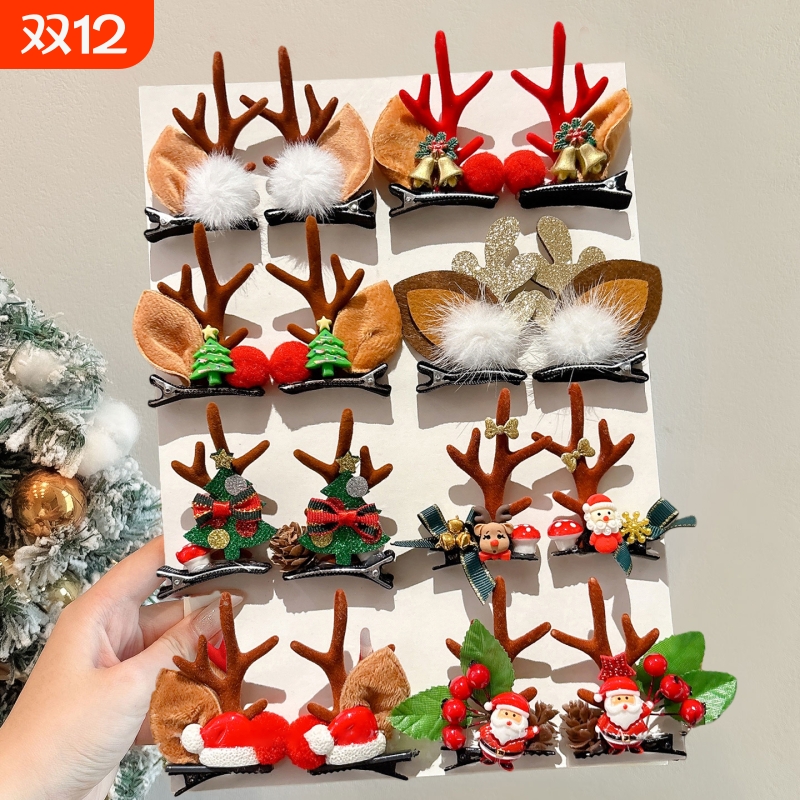 圣诞节装饰鹿角发夹饰品配饰拍照道具装扮发卡发饰小礼物头饰麋鹿