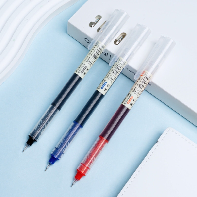 3支装黑红蓝速干中性笔三色顺滑大容量