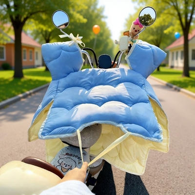 电动车挡风被冬季加绒加厚防水2025防新款风罩可爱双人拼色冬日