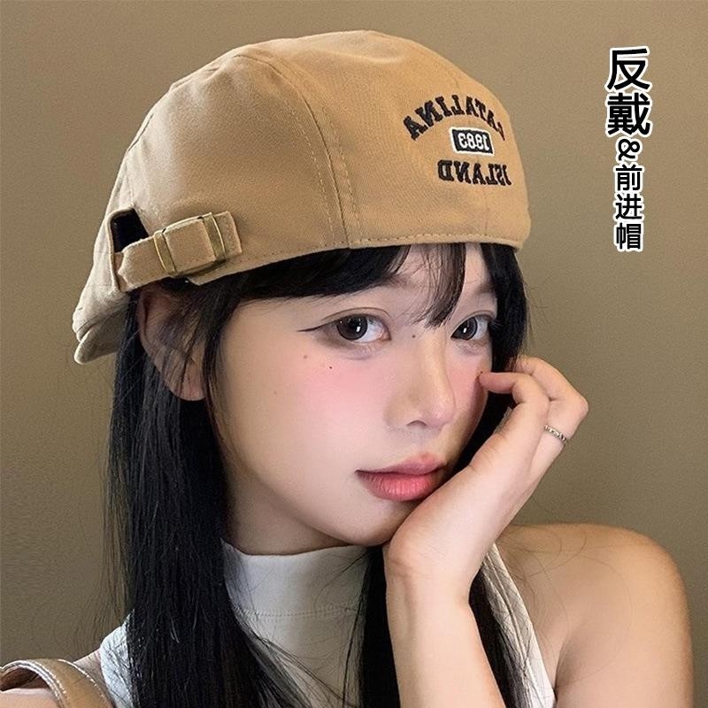 韩版棉质帽子日系休闲鸭舌贝雷帽女式刺绣字母反戴前进帽男潮