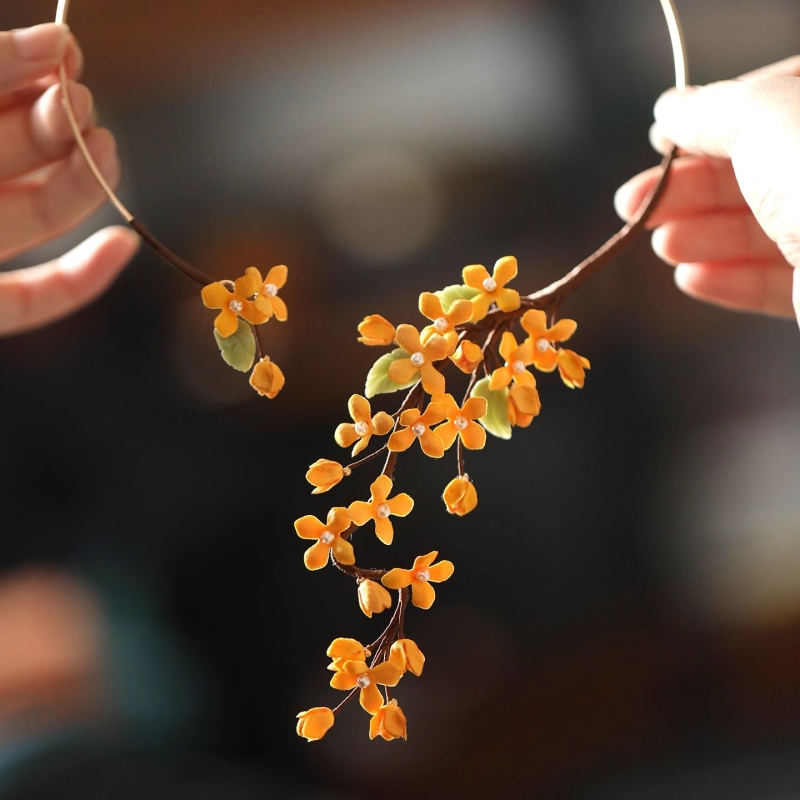 项链女款2025新款小众高级感锁骨链复古桂花项圈国风旗袍配饰璎珞