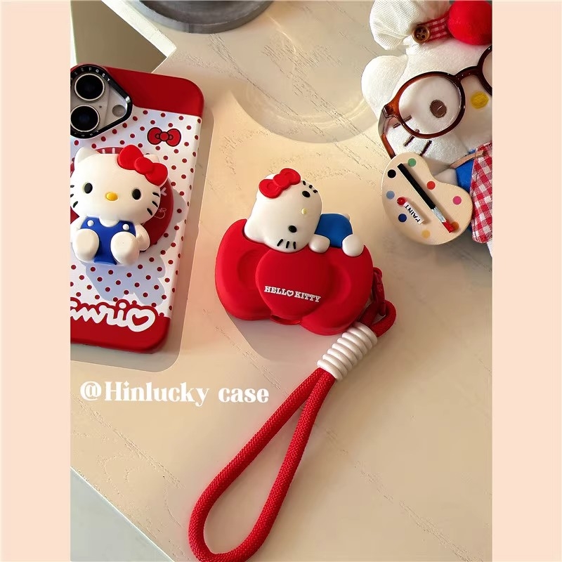 卡通蝴蝶结KT猫趴窝挂绳适用AirPods4保护套AirPodsPro苹果耳机套2无线蓝牙3代airpods1全包软硅胶新三代女