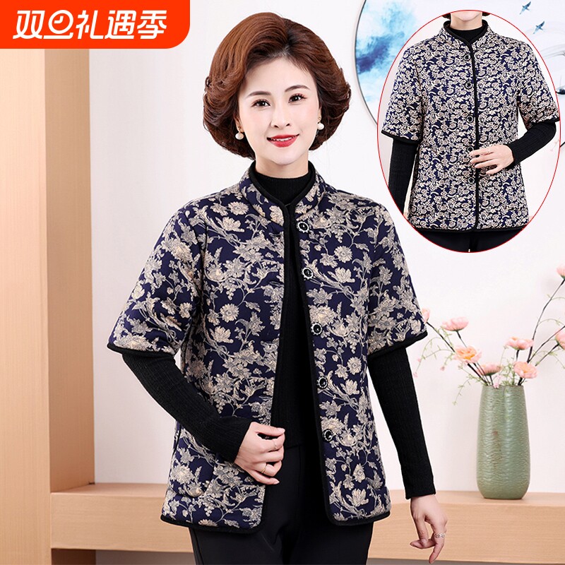 妈妈装秋冬季马甲中老年人秋冬装女加绒加厚奶奶棉袄棉服背心洋气