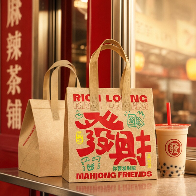 无纺布袋覆膜餐饮外卖保温袋包装图片