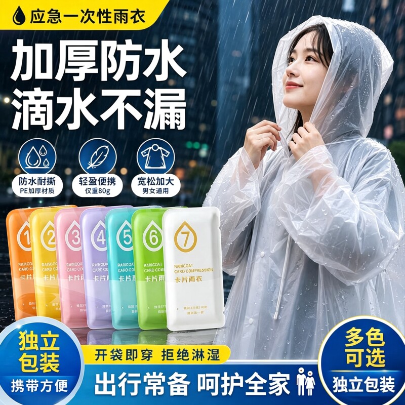 一次性雨衣真空卡片压缩独立包装图片