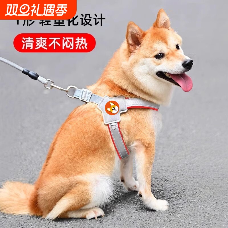 狗狗牵引绳轻薄透气胸背安全反光