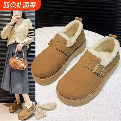 厚底勃肯鞋女2025新款秋冬季增高加绒加厚保暖雪地靴全包单鞋毛绒