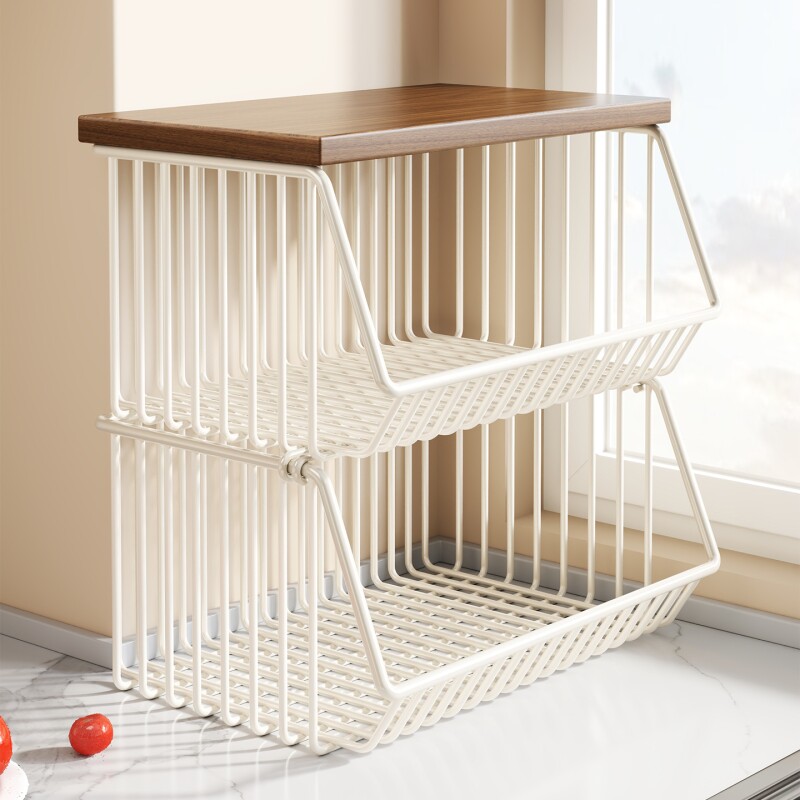 蔬菜筐餐边柜零食置物架厨房台面多层水果篮客厅桌面杯收纳盒双层