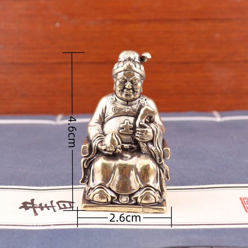 创意复古土地公土地婆黄铜老物件居家装饰茶宠桌面办公室祈福摆件