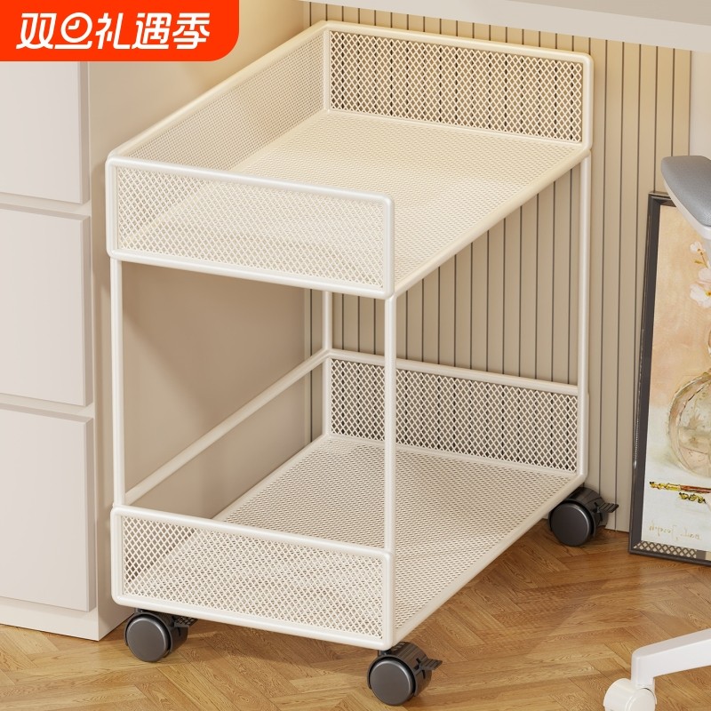 移动置物架小书架可移动带轮落地办公室靠墙推车收纳书柜书包多层