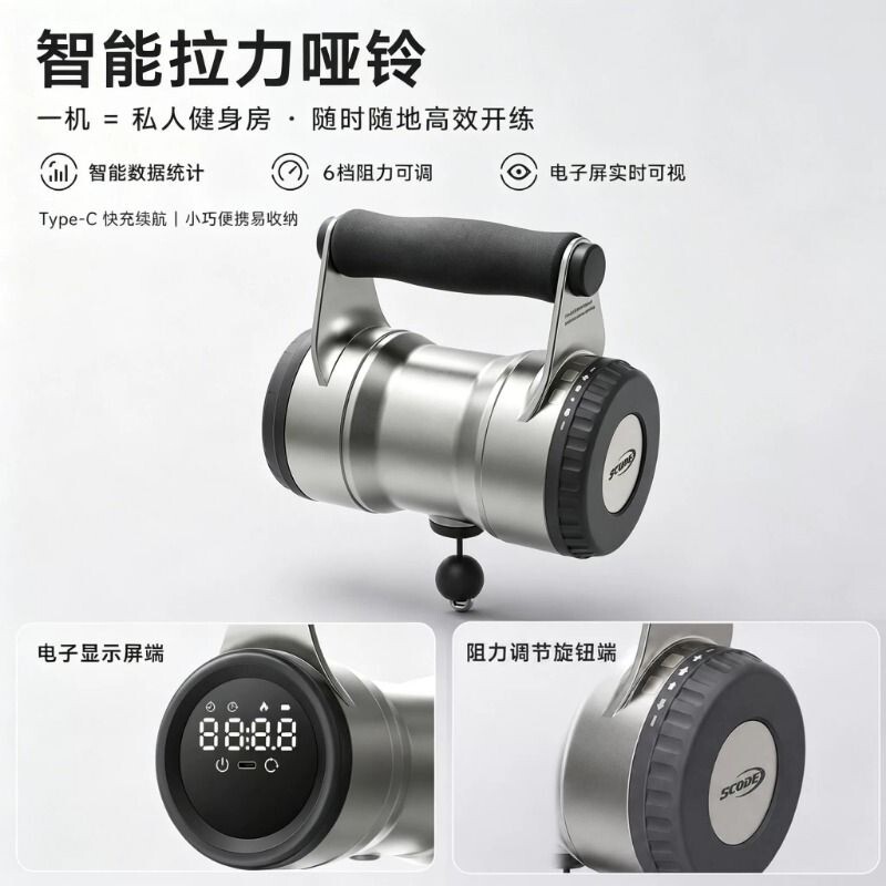 智能拉力哑铃多功能可调节力量健身机可携式家用商用综合训练器械