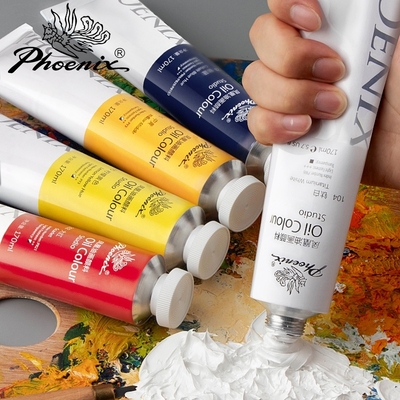 凤凰画材美术白色油画颜料套装50/170ML油画框板画画美术生涂料绘画初学者油彩染料工具钛白入门