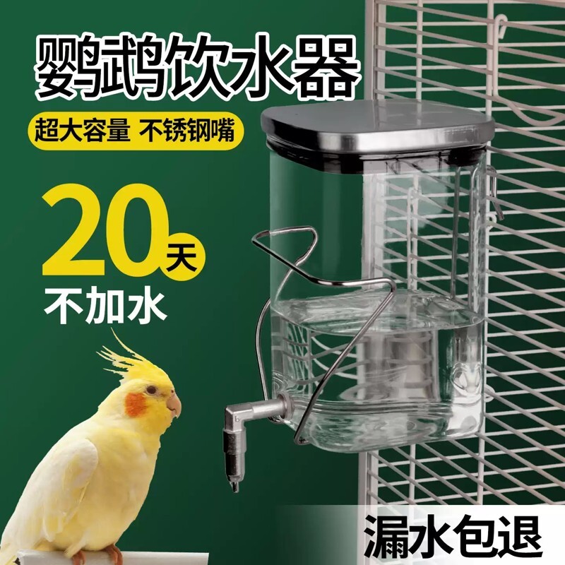 鹦鹉饮水器鸟用自动喂水器兔子玻璃静音龙猫蜜袋鼯不锈钢撞针水壶