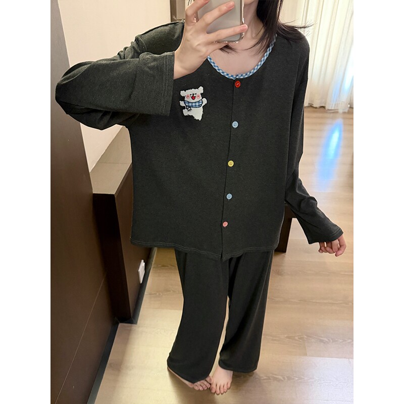 ins风卡通睡衣女款春秋季莫代尔长袖2026新款休闲冰丝大码家居