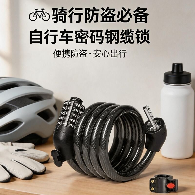 自行车锁专用密码防盗锁山地公路车防偷神器便携固定式电动单车锁