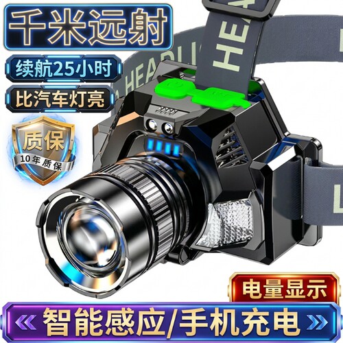公牛超亮远射适用头灯