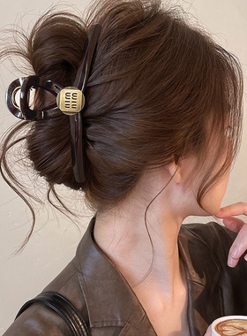 气质字母金标抓夹发夹女高级感鲨鱼夹2025新款发量少气质盘发发饰