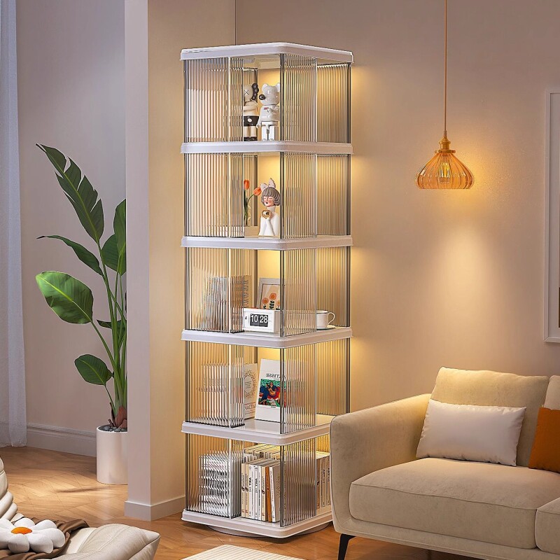 旋转书架置物架儿童书柜学生家用储物柜客厅展示架书本收纳架透明