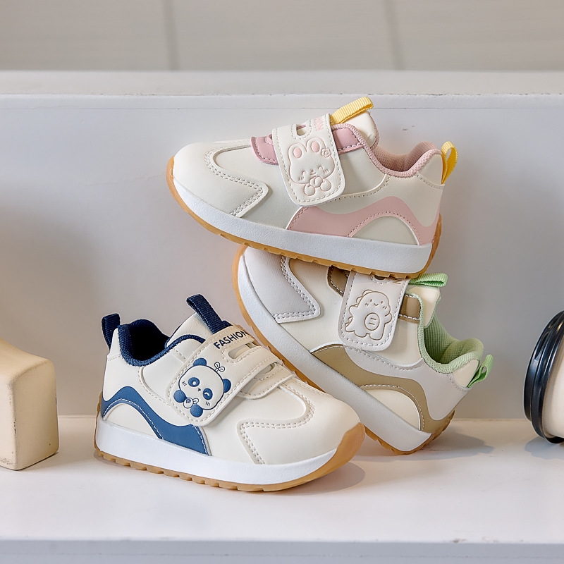 宝宝小白鞋皮面小童魔术贴机能鞋男童防滑阿甘鞋女宝宝软底运动鞋