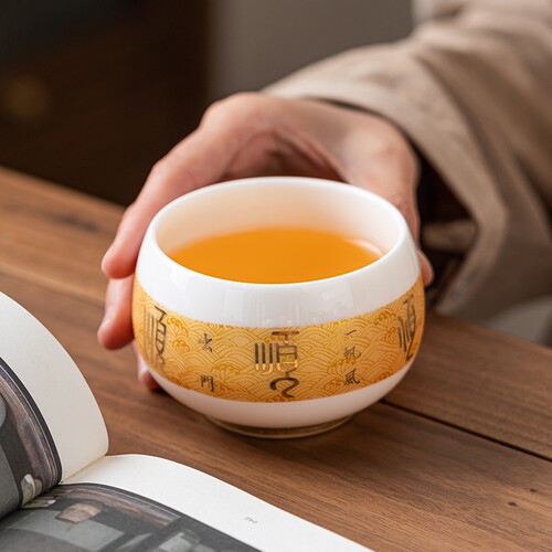 陶瓷主人杯羊脂玉单杯茶碗家用功夫品茗杯简约大号个人专用200CC