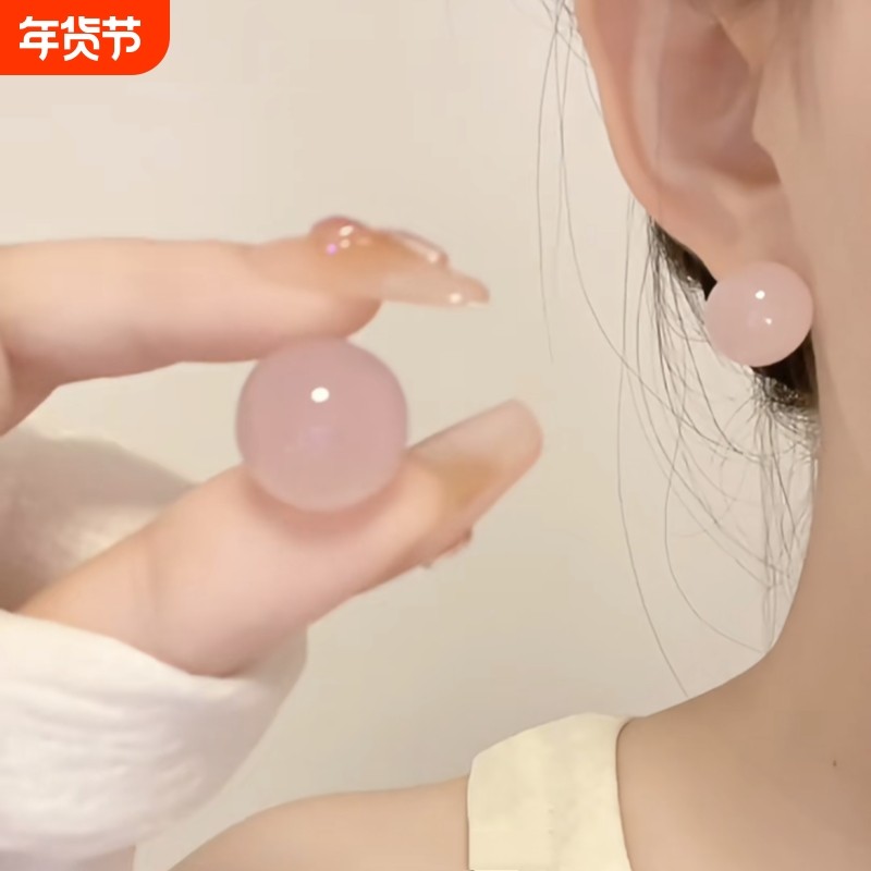 多巴胺果冻色圆珠耳夹夸张精致高级感百搭甜美简约气质无耳洞耳饰