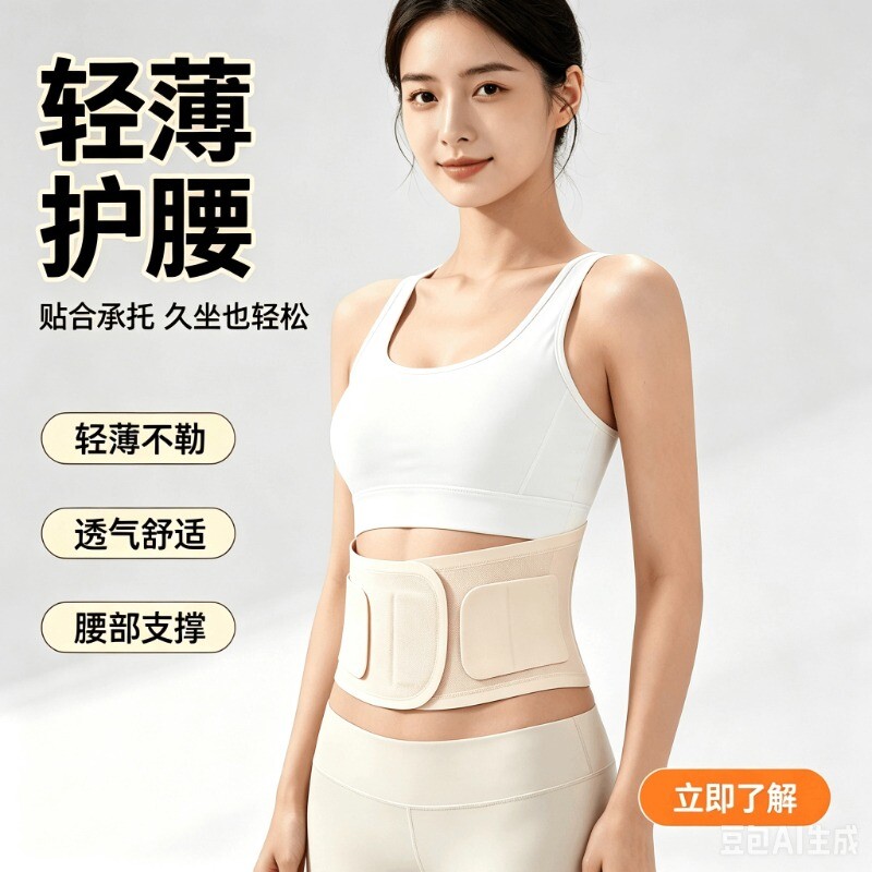 护腰带腰部腰椎间盘男女健身夏季薄款久坐站托轻薄支撑突出超薄