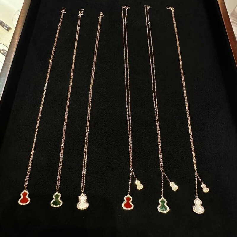 镀18K金国风红玛瑙迷你葫芦项链女轻奢小众三手链礼物玫瑰金镂空