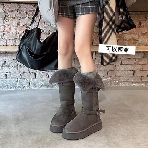 意尔康心选东北保暖高筒雪地靴女2026新款冬季加绒加厚中长筒两穿