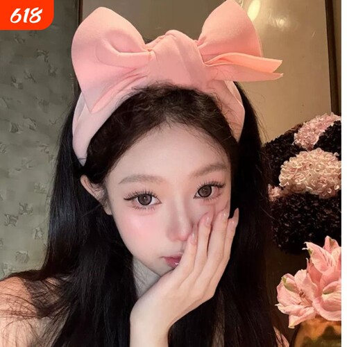 韩系芭比~超大粉色蝴蝶结发箍女高级感洗脸头箍甜美百搭公主头饰
