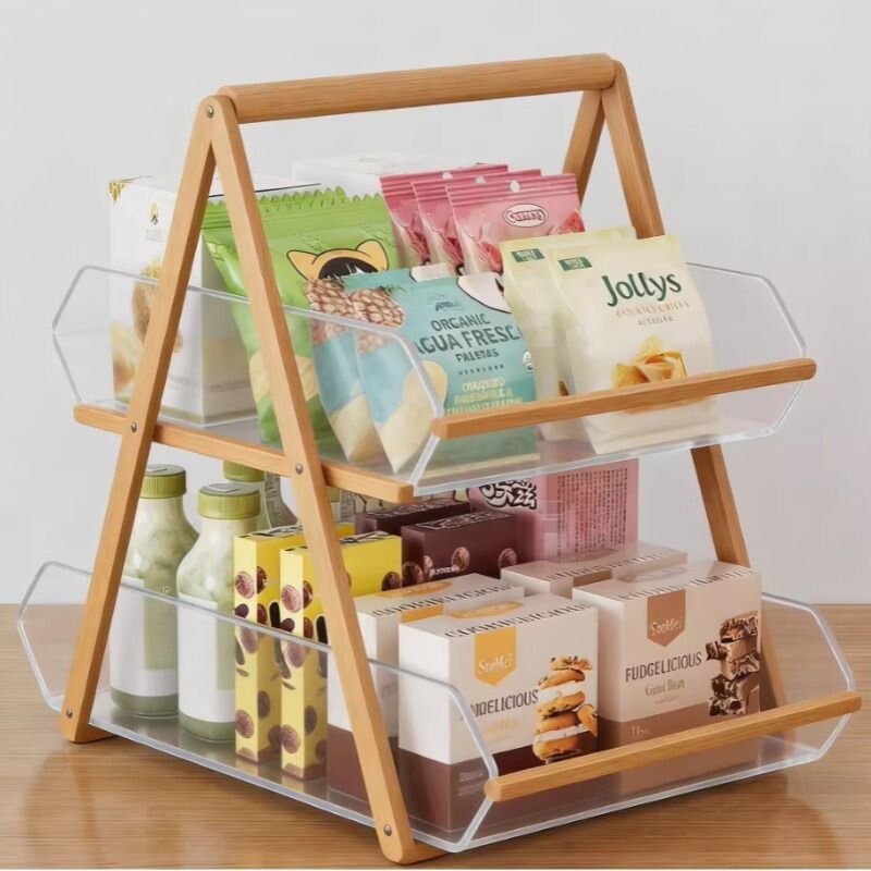 桌面零食置物架大容量茶包茶杯储物架台面水杯架厨房餐桌上收纳架