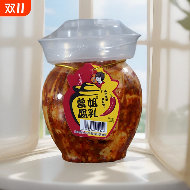 曾姐豆腐乳 湖南新化特产香辣农家自制霉豆腐 红方无油腐乳450g