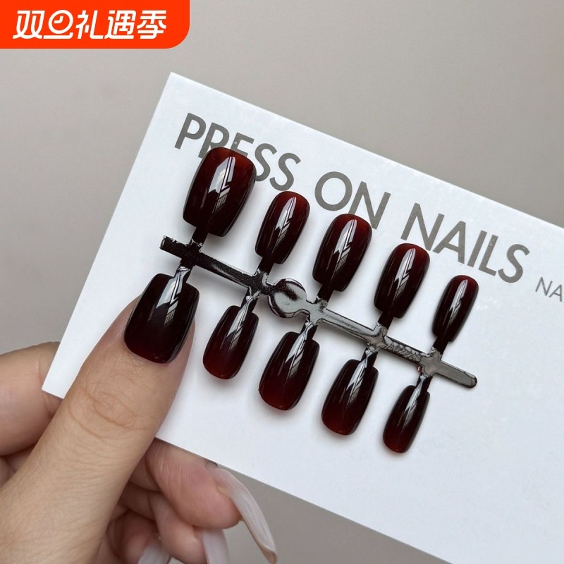 2025新款穿戴甲暗黑朋克风美甲 黑色甜酷辣妹美甲贴片热销可拆卸