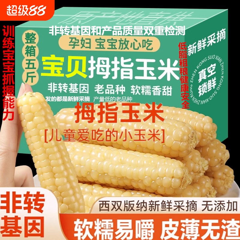 新鲜低脂拇指玉米西双版纳小玉米黏糯甜玉米真空即食儿童宝宝辅食